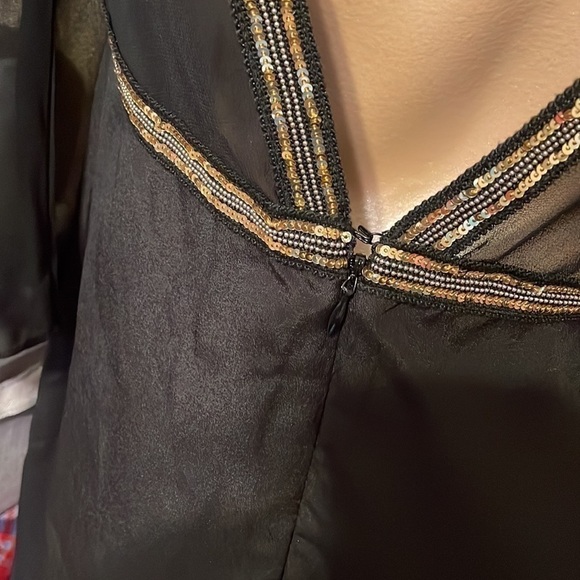 BCBGeneration womens dress 6 small mini black V back sheer sleeve party BCBG NYE - Picture 8 of 9